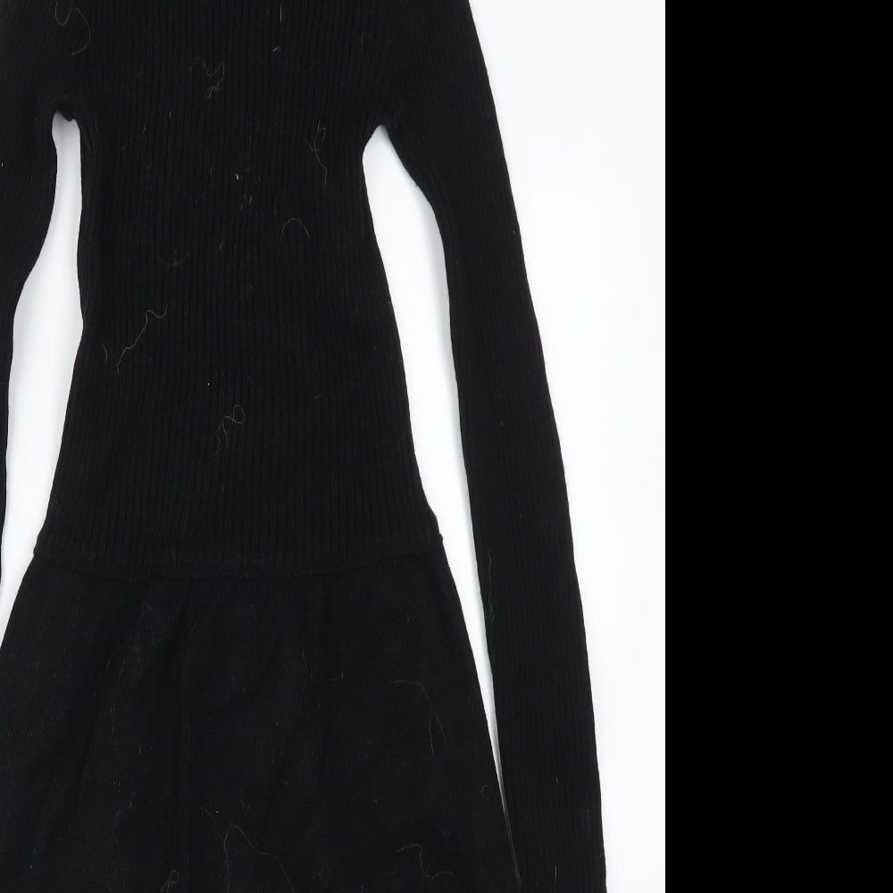 St Michael Womens Black Geometric  Jumper Dress  Size 12
