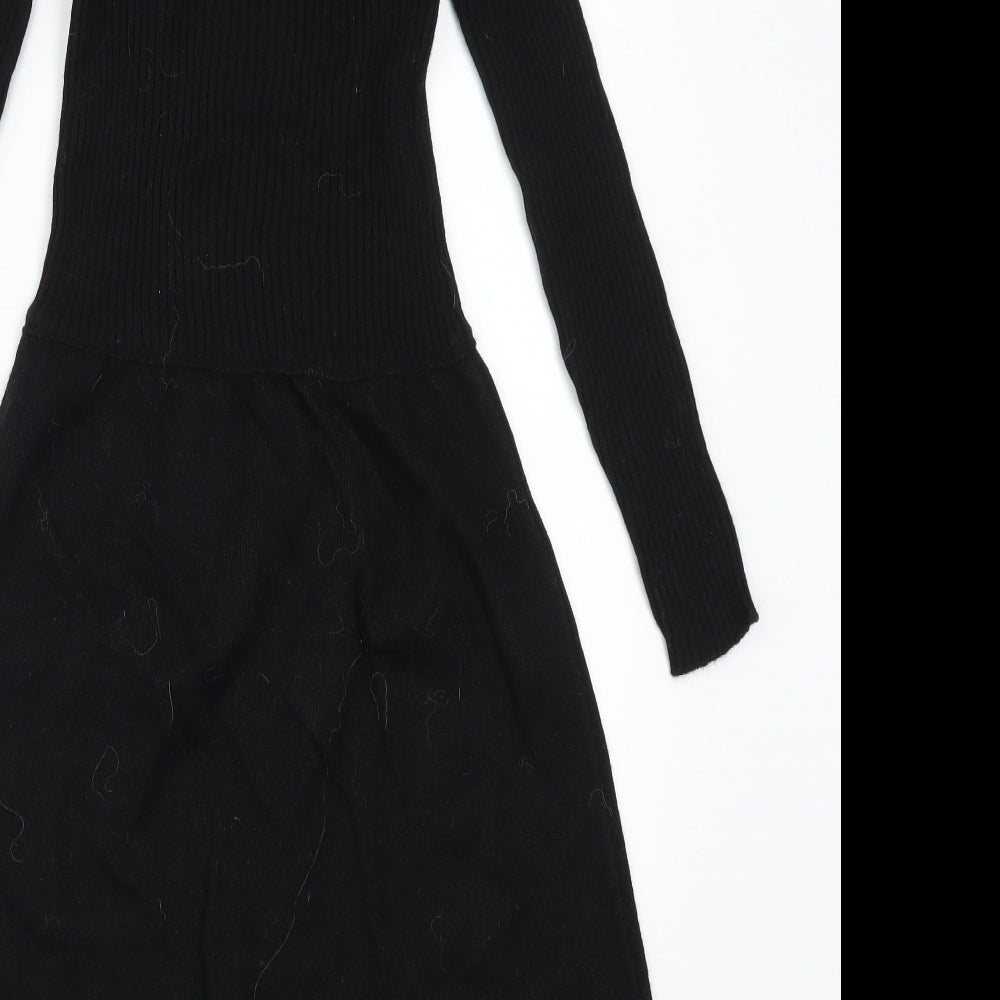 St Michael Womens Black Geometric  Jumper Dress  Size 12