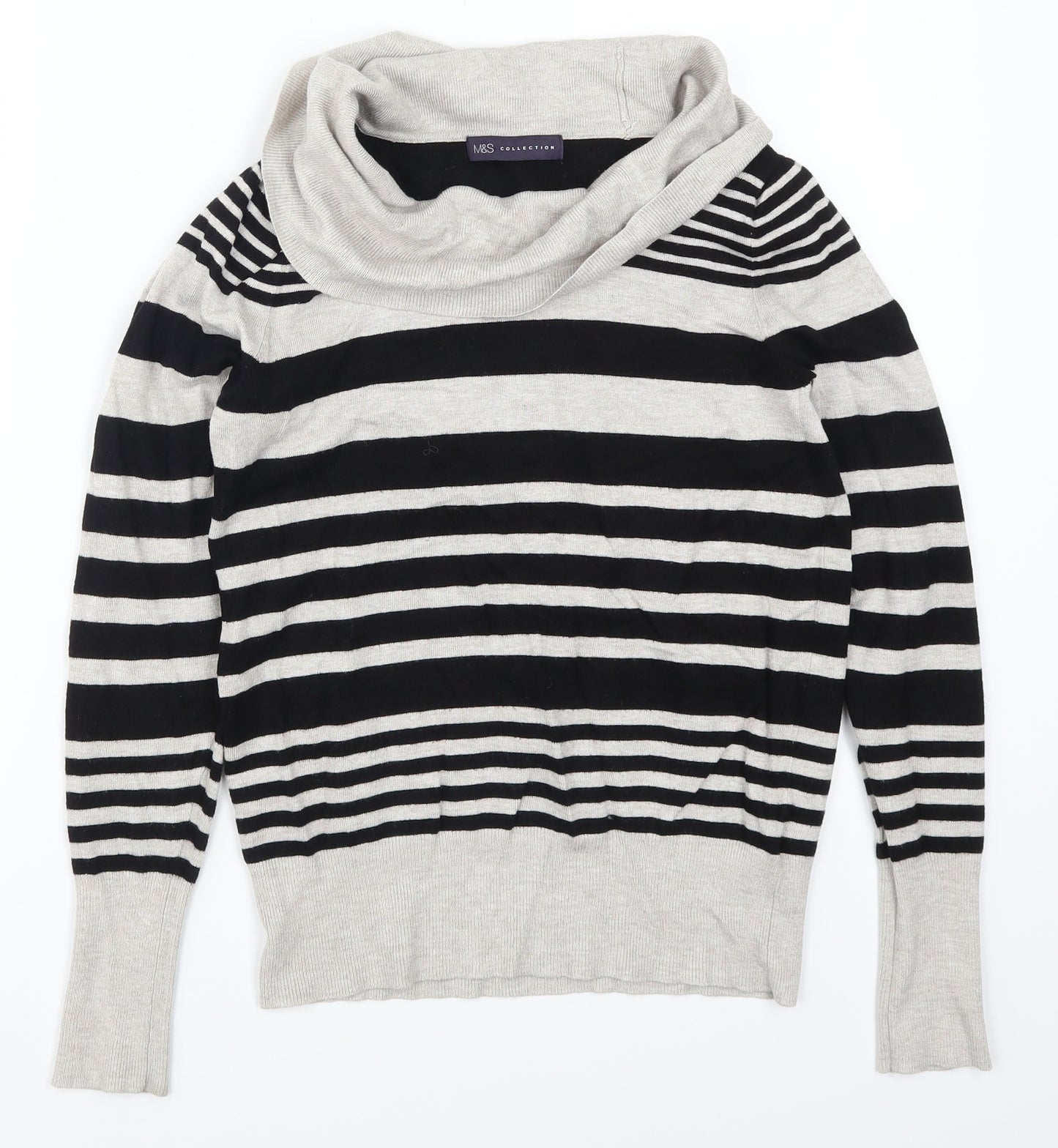 Marks and Spencer Womens Grey Striped  Pullover Jumper Size 10