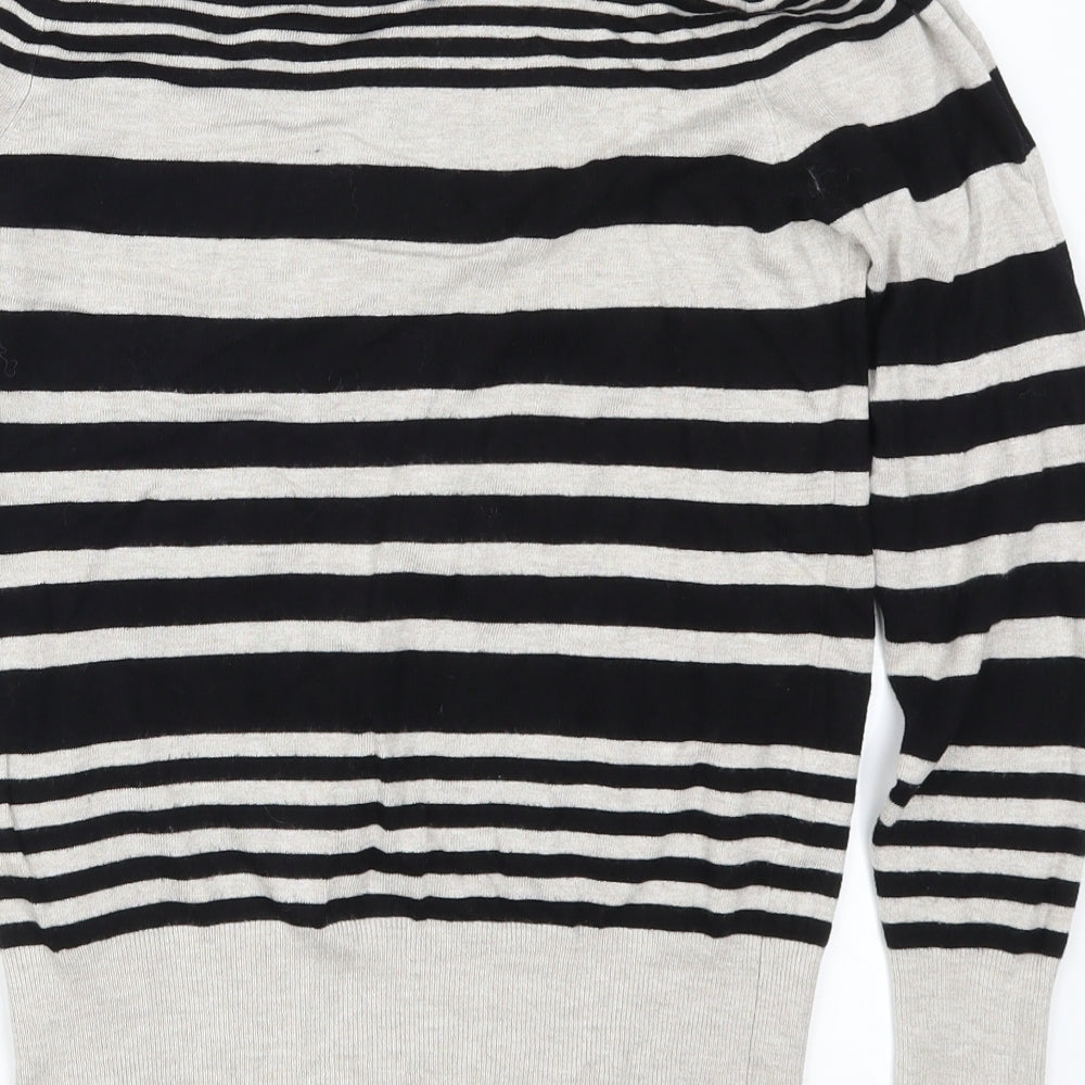 Marks and Spencer Womens Grey Striped  Pullover Jumper Size 10