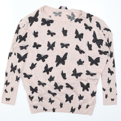 Yours Womens Pink   Pullover Jumper Size 16  - Butterflies