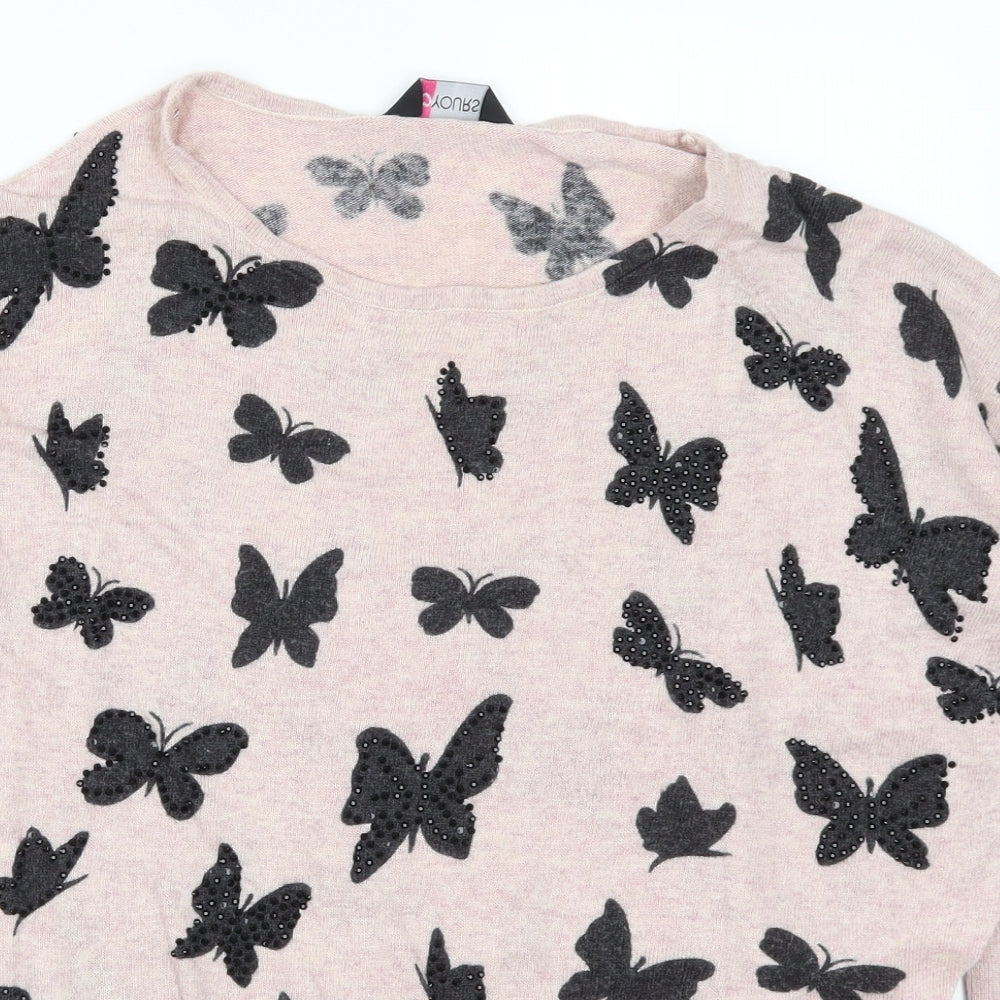 Yours Womens Pink   Pullover Jumper Size 16  - Butterflies