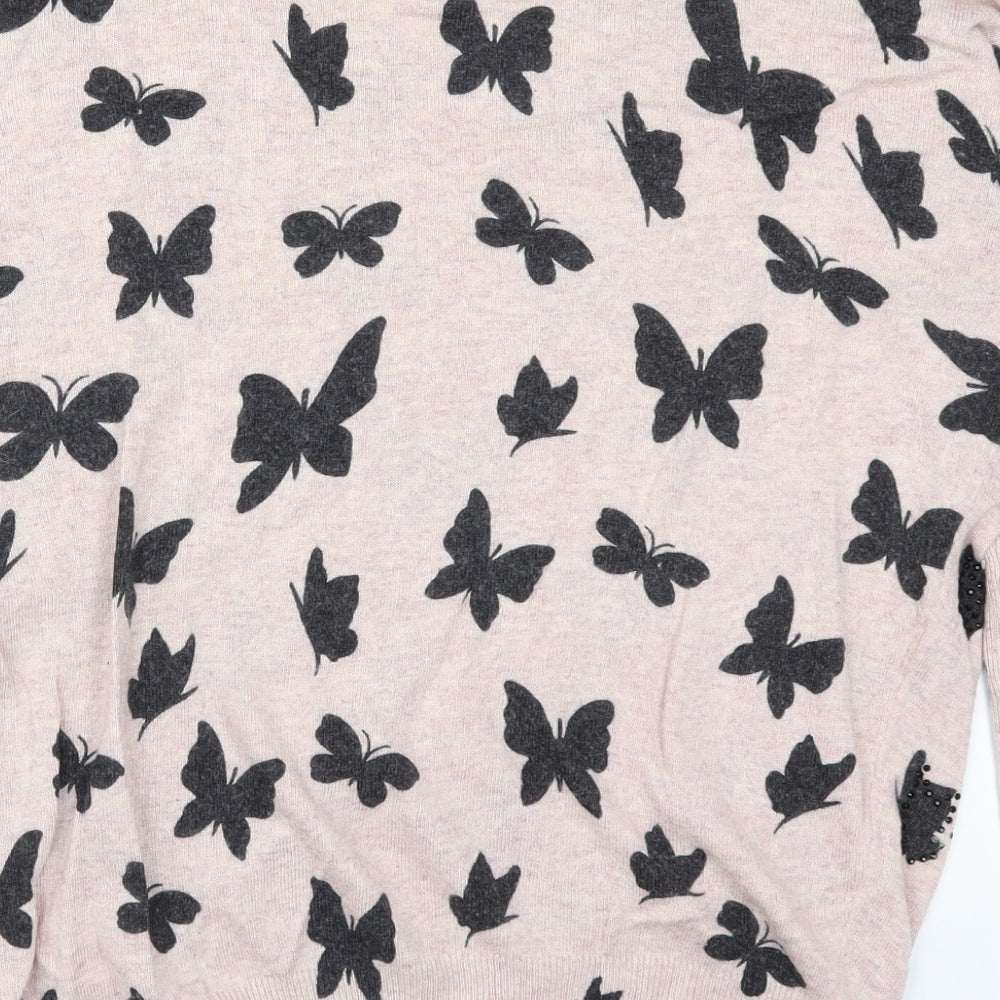 Yours Womens Pink   Pullover Jumper Size 16  - Butterflies
