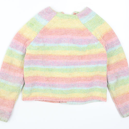 NEXT Girls Multicoloured Striped  Cardigan Jumper Size 5-6 Years