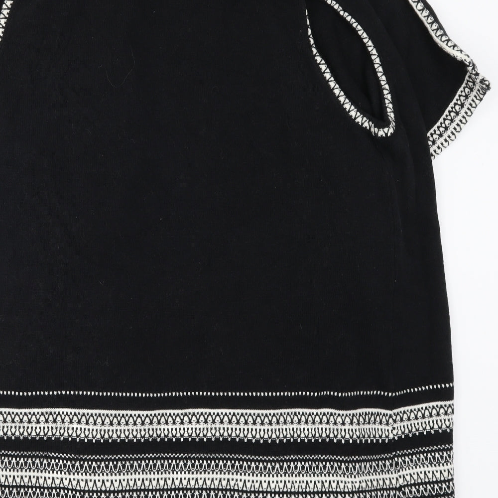 Renee Womens Black Geometric  Cardigan Jumper Size 2XL
