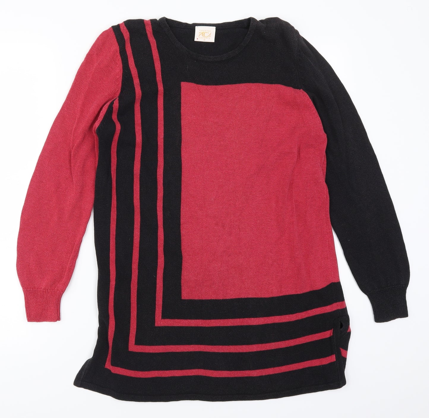 Country Casuals Womens Red Geometric  Pullover Jumper Size M