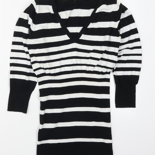 H&M Womens Black Striped  Pullover Jumper Size M  - Black and White