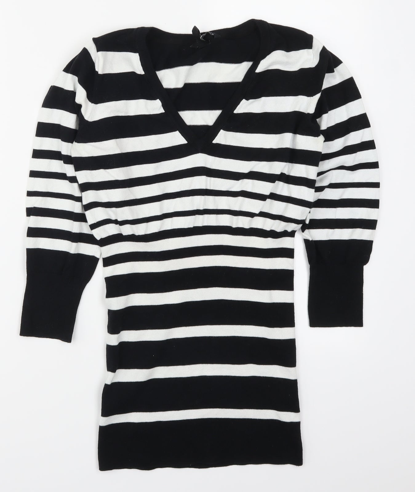 H&M Womens Black Striped  Pullover Jumper Size M  - Black and White