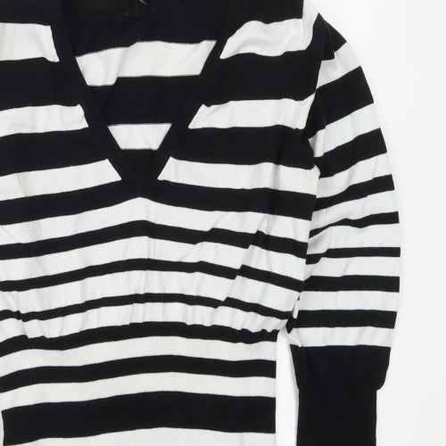 H&M Womens Black Striped  Pullover Jumper Size M  - Black and White