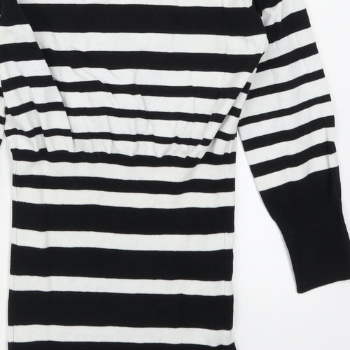 H&M Womens Black Striped  Pullover Jumper Size M  - Black and White