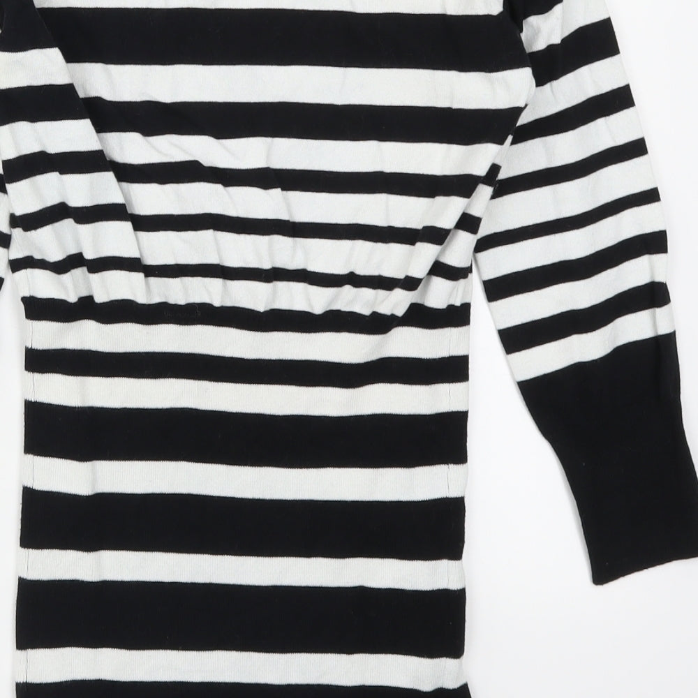 H&M Womens Black Striped  Pullover Jumper Size M  - Black and White