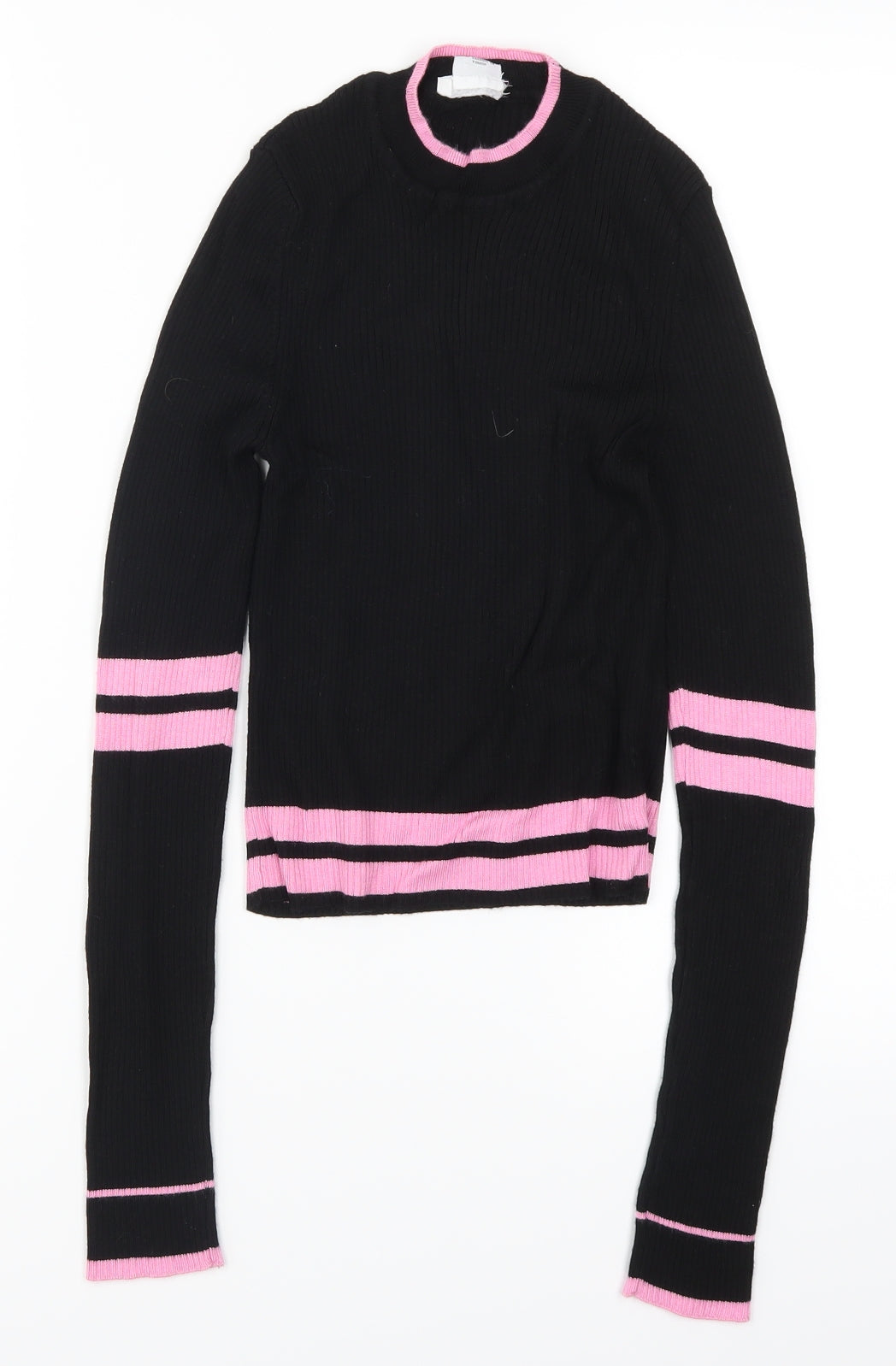 Cooperative Womens Black Striped  Pullover Jumper Size S  - Pink