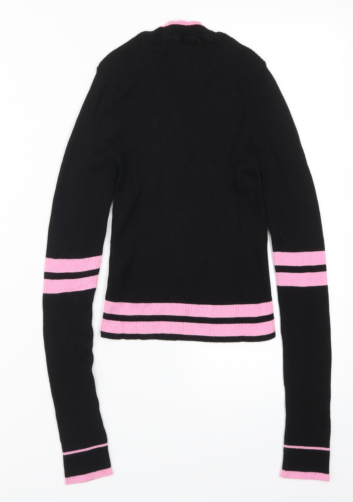 Cooperative Womens Black Striped  Pullover Jumper Size S  - Pink