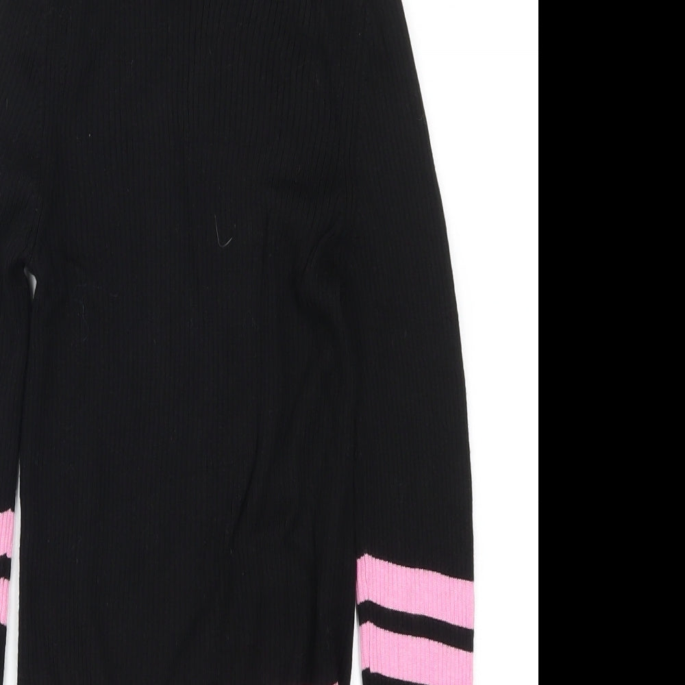 Cooperative Womens Black Striped  Pullover Jumper Size S  - Pink