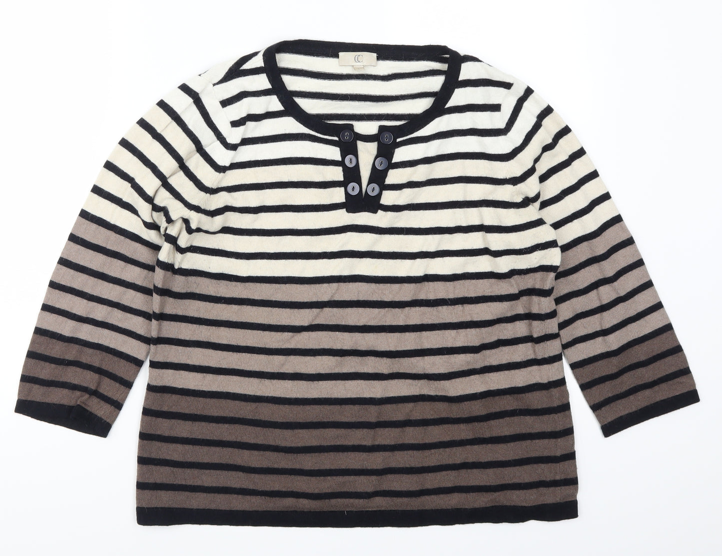 Country Casuals Womens Brown Striped  Pullover Jumper Size L