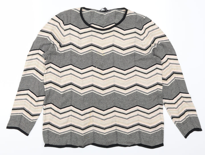 Bonmarché Womens Pink Striped Pullover Jumper Size 16