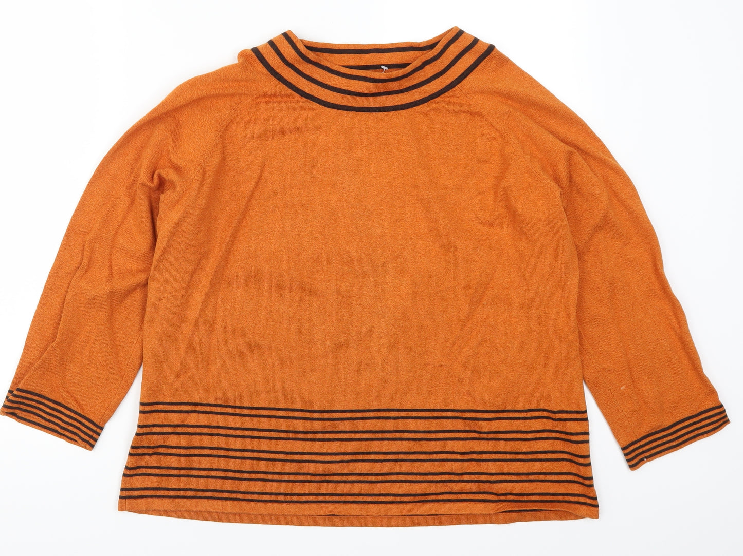 Country Casuals Womens Orange Striped  Pullover Jumper Size L