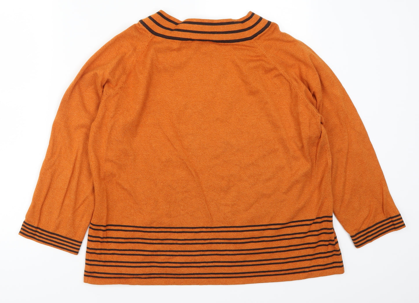 Country Casuals Womens Orange Striped  Pullover Jumper Size L