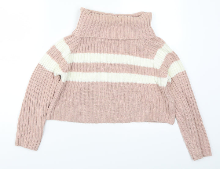 Misspap Womens Pink Striped Pullover Jumper Size S
