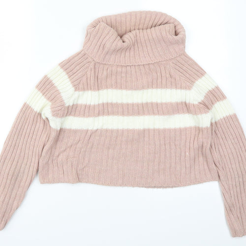 Misspap Womens Pink Striped  Pullover Jumper Size S