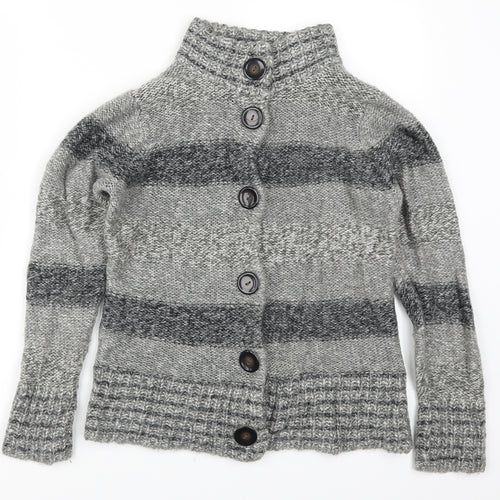 Debenhams Womens Grey Striped  Cardigan Jumper Size 12