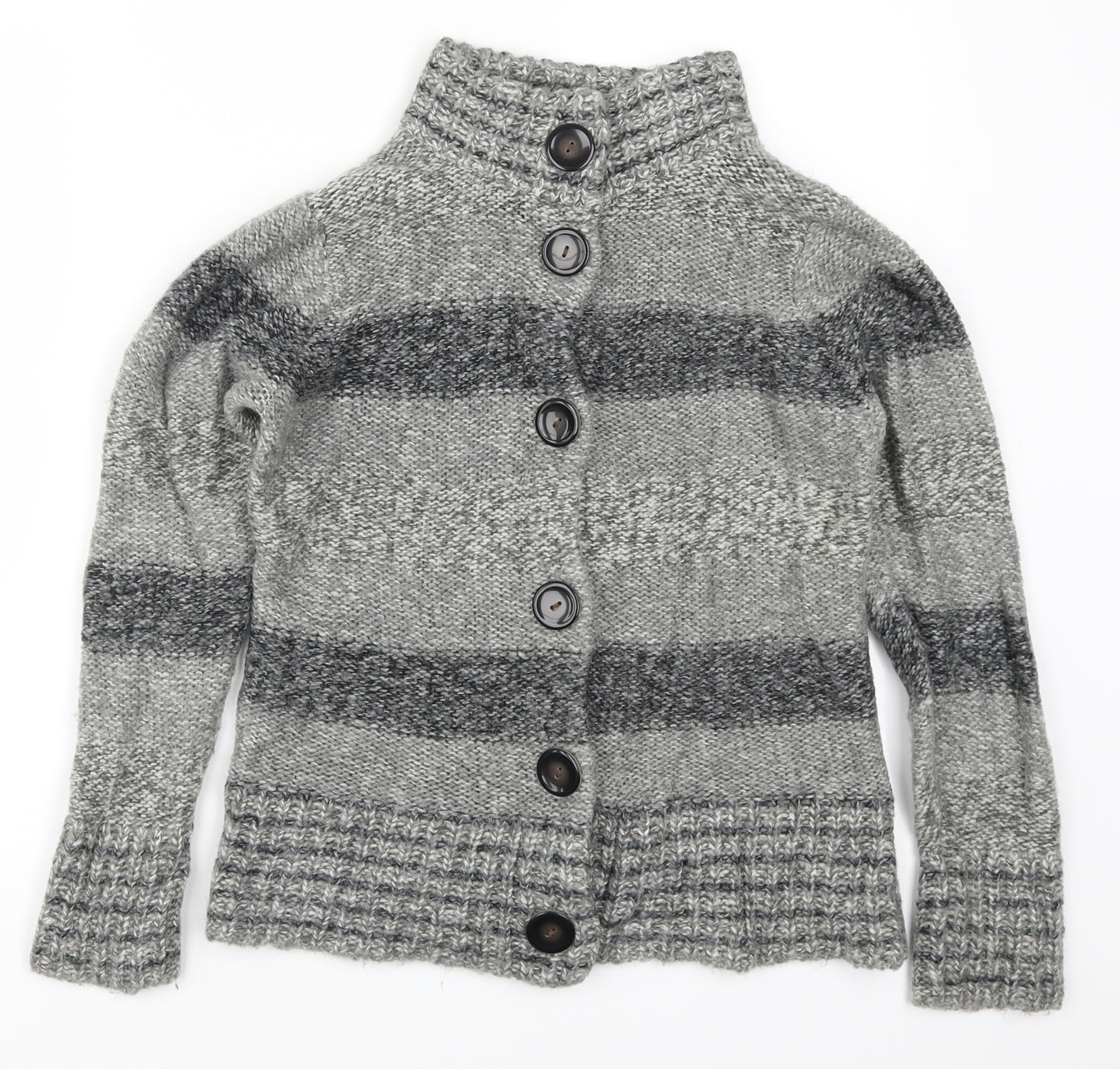 Debenhams Womens Grey Striped  Cardigan Jumper Size 12