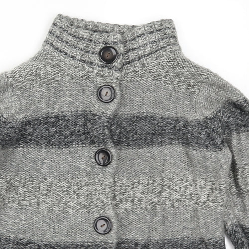 Debenhams Womens Grey Striped  Cardigan Jumper Size 12