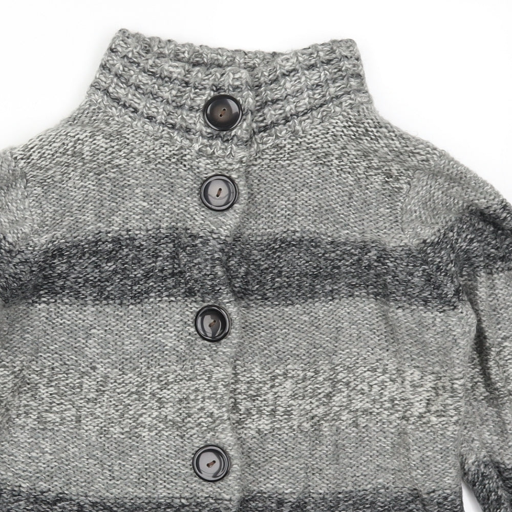 Debenhams Womens Grey Striped  Cardigan Jumper Size 12