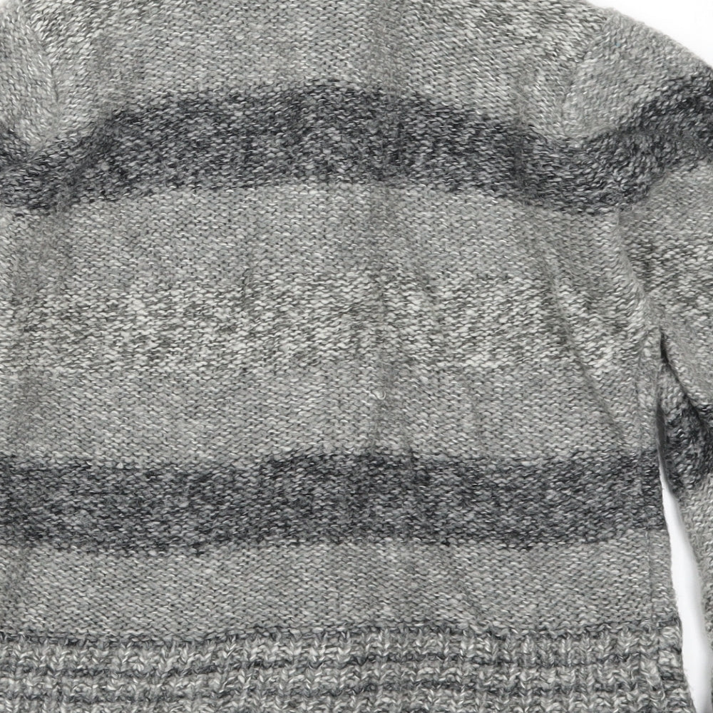 Debenhams Womens Grey Striped  Cardigan Jumper Size 12