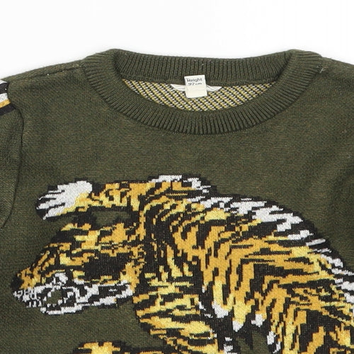 River Island Boys Green   Pullover Jumper Size 18-24 Months  - Tiger