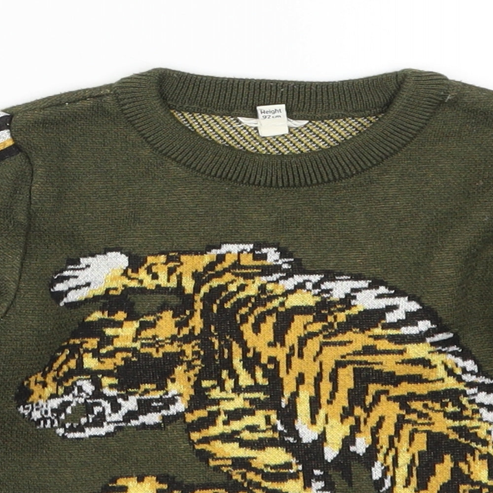 River Island Boys Green   Pullover Jumper Size 18-24 Months  - Tiger