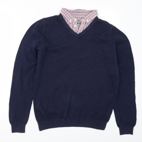 Marks and Spencer Mens Blue Check  Pullover Jumper Size M