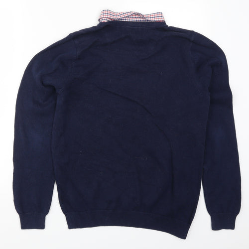 Marks and Spencer Mens Blue Check  Pullover Jumper Size M