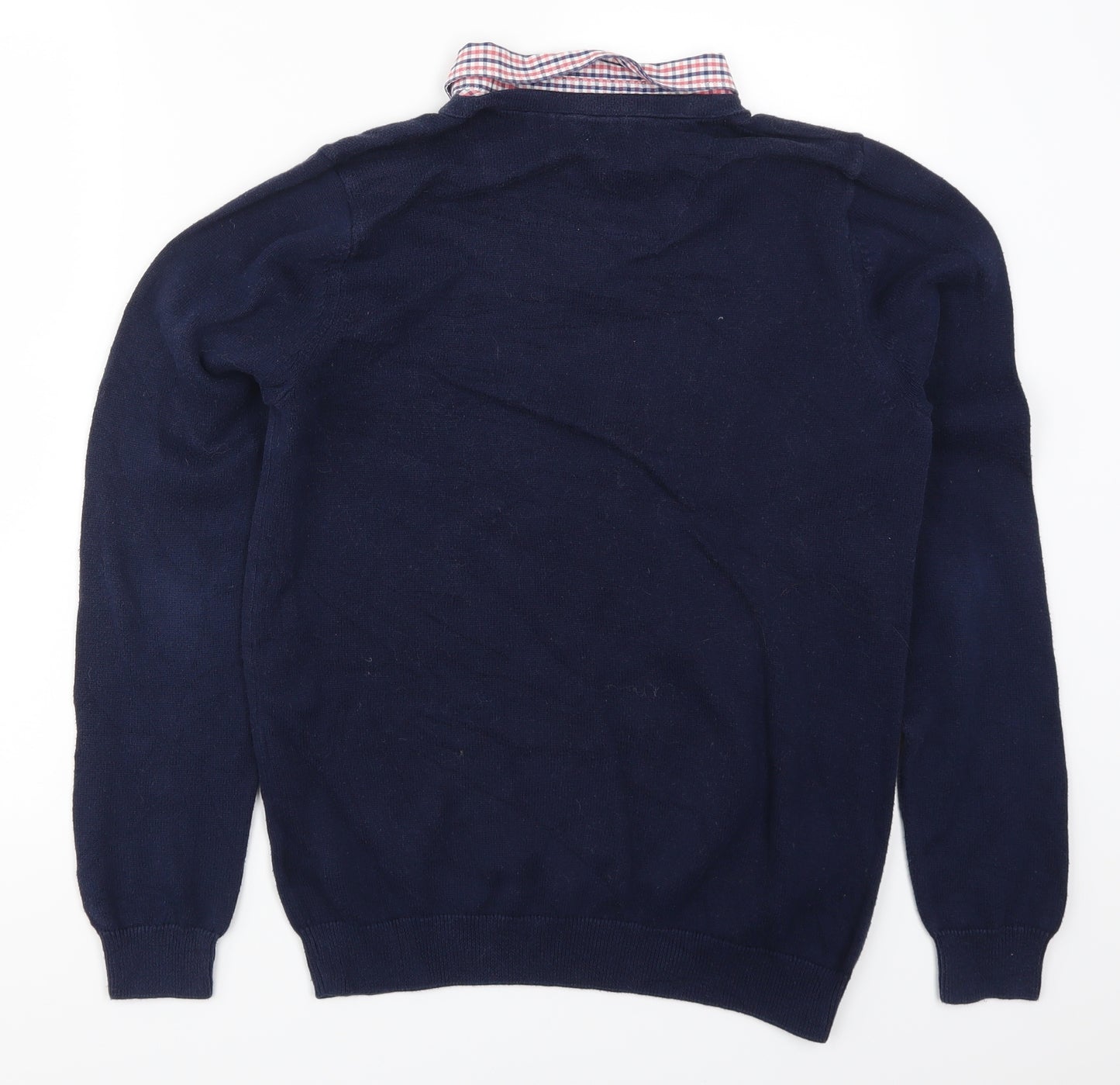 Marks and Spencer Mens Blue Check  Pullover Jumper Size M