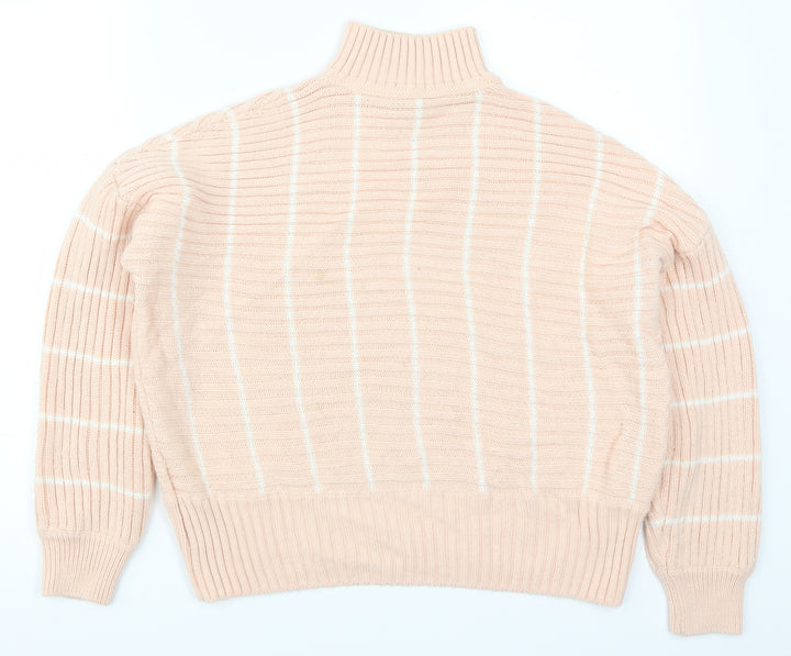 Miss Selfridge Womens Pink Striped Knit Pullover Jumper Size 4