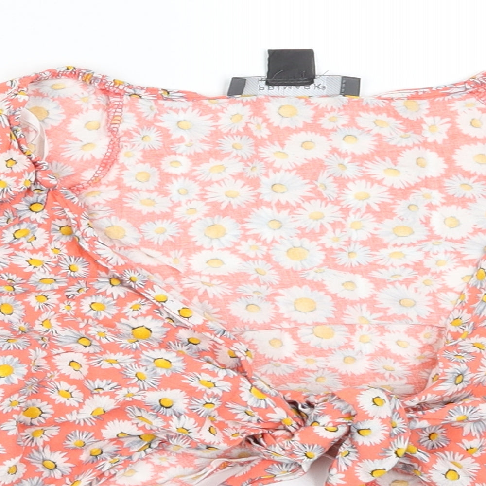 Primark Womens Pink Floral  Cropped Blouse Size 10
