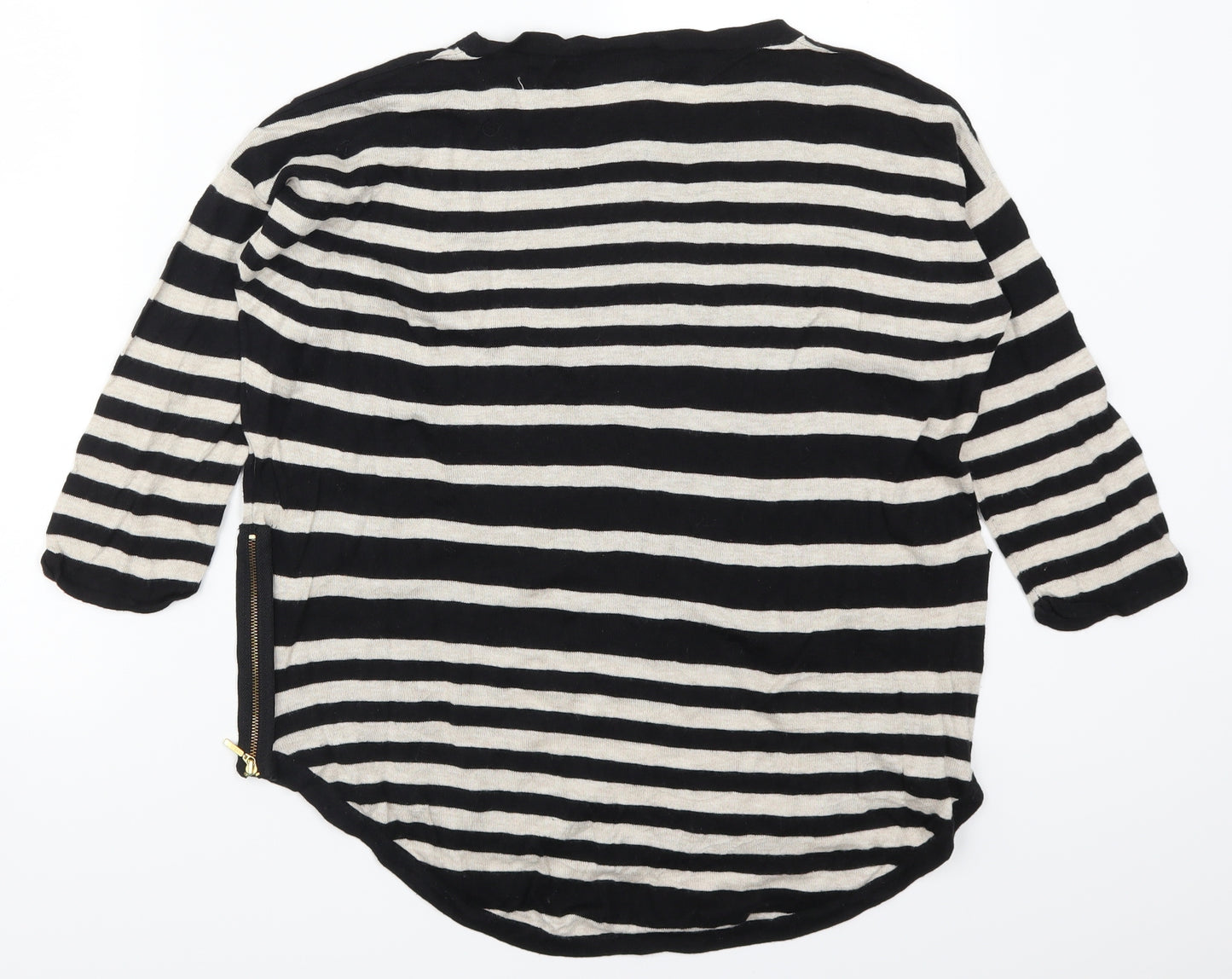 Warehouse Womens Black Striped  Basic T-Shirt Size 10