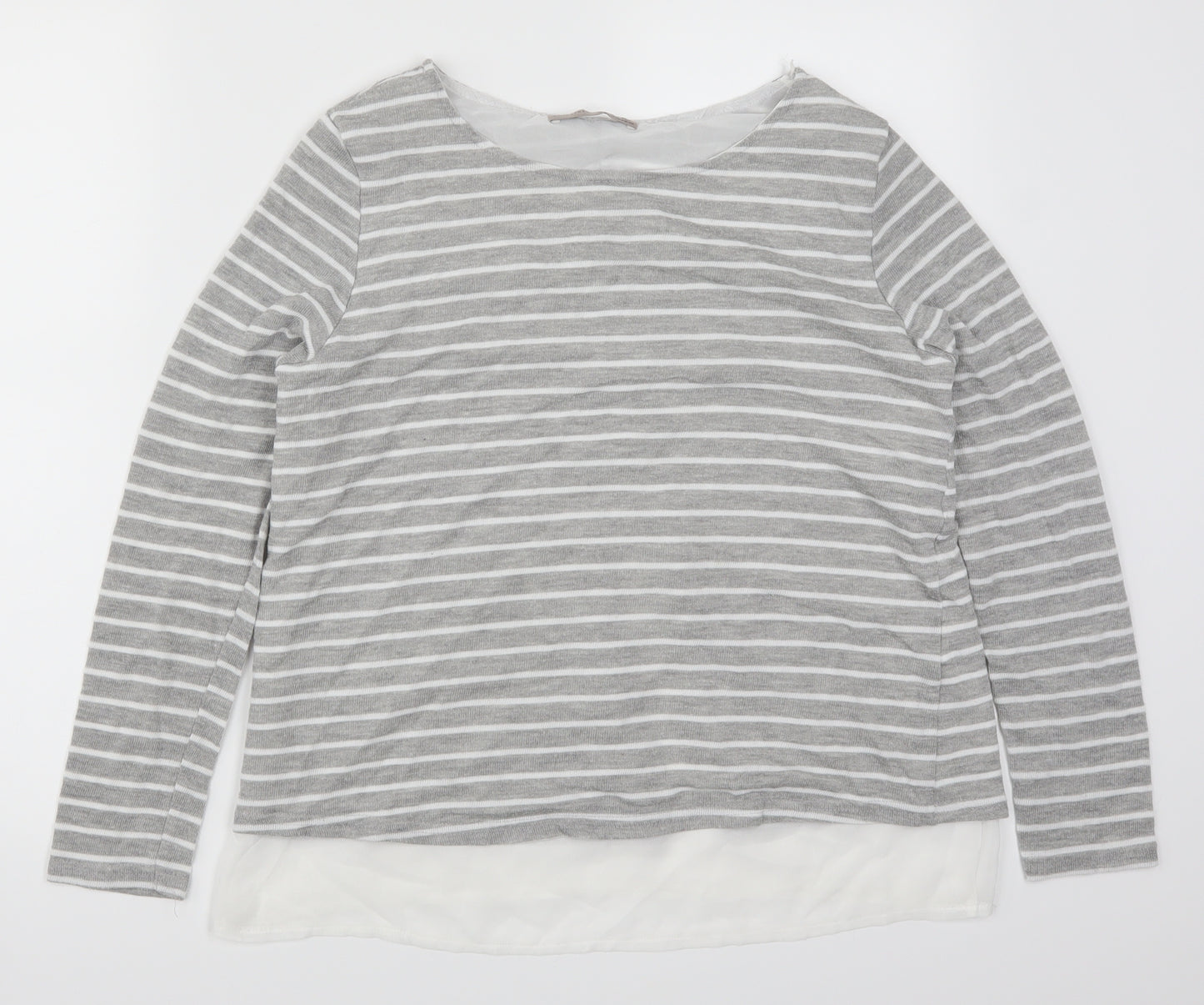 Atmosphere Womens Grey Striped  Basic T-Shirt Size 12