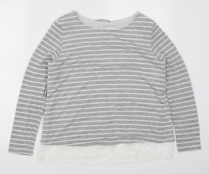 Atmosphere Womens Grey Striped  Basic T-Shirt Size 12