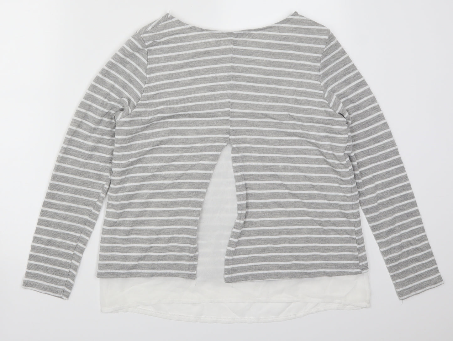 Atmosphere Womens Grey Striped  Basic T-Shirt Size 12