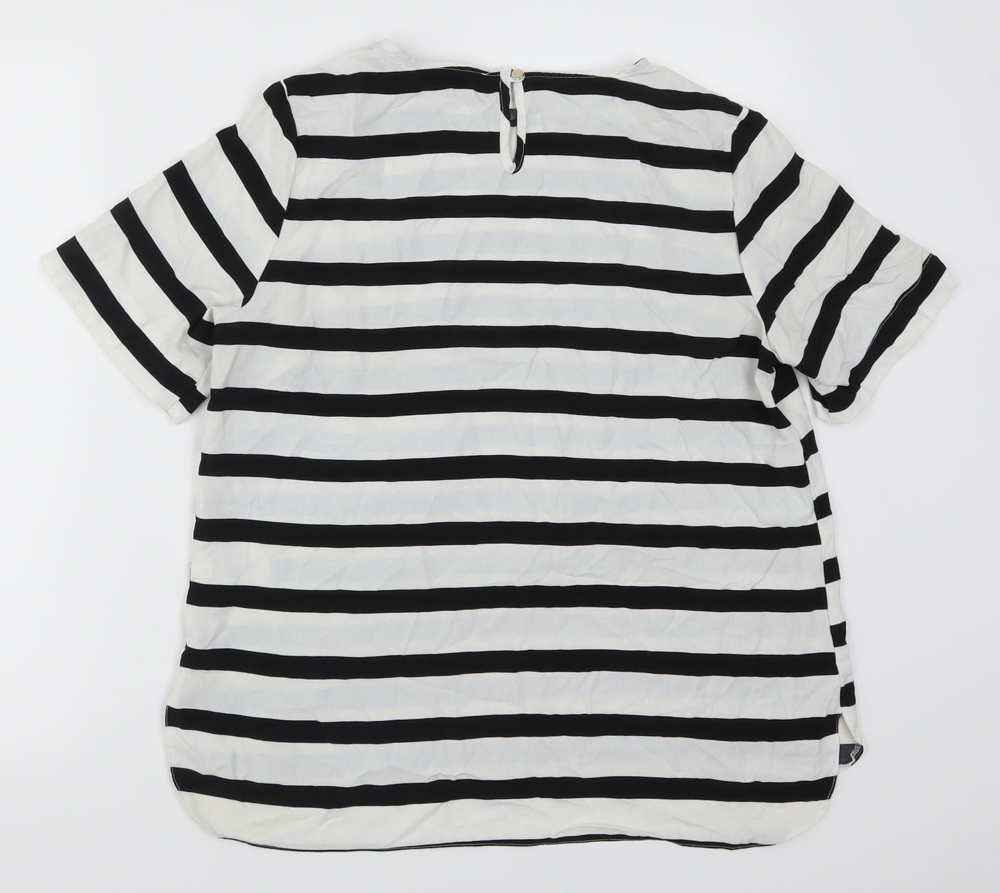Primark Womens Black Striped  Basic T-Shirt Size 14  - Black and White