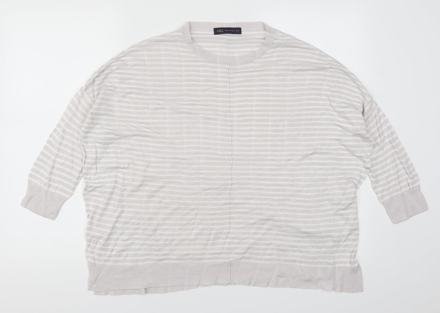 Marks and Spencer Womens Grey Striped  Pullover Jumper Size 14