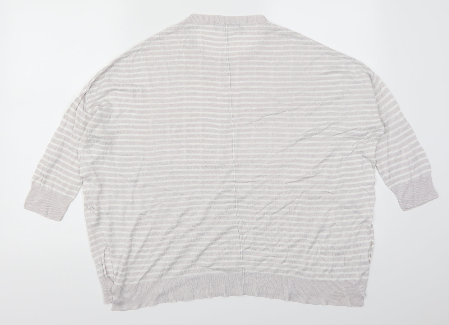 Marks and Spencer Womens Grey Striped  Pullover Jumper Size 14