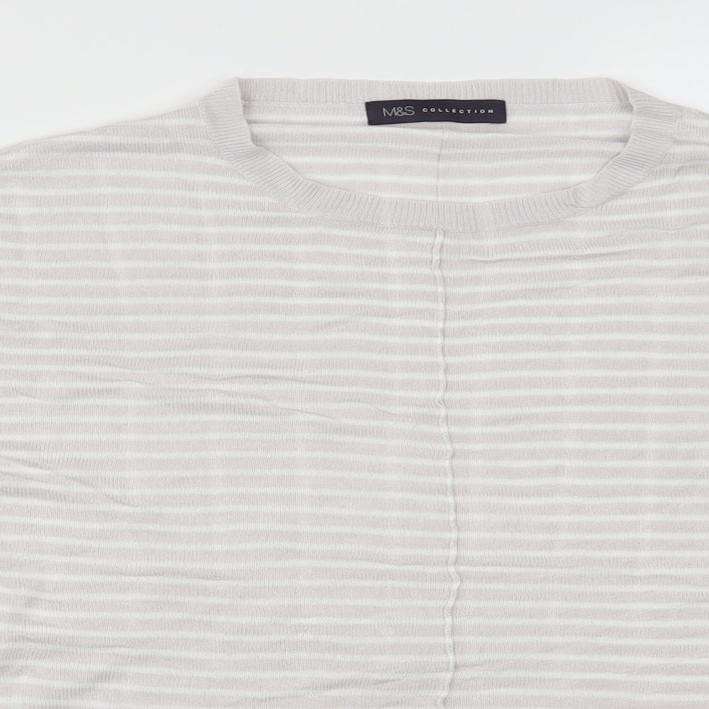 Marks and Spencer Womens Grey Striped  Pullover Jumper Size 14