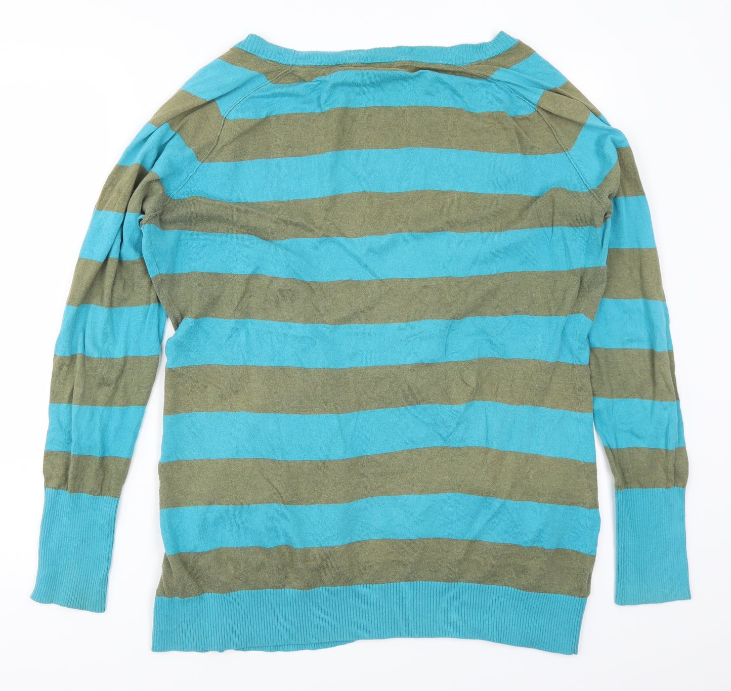 Fat Face Womens Blue Striped  Cardigan Jumper Size 18