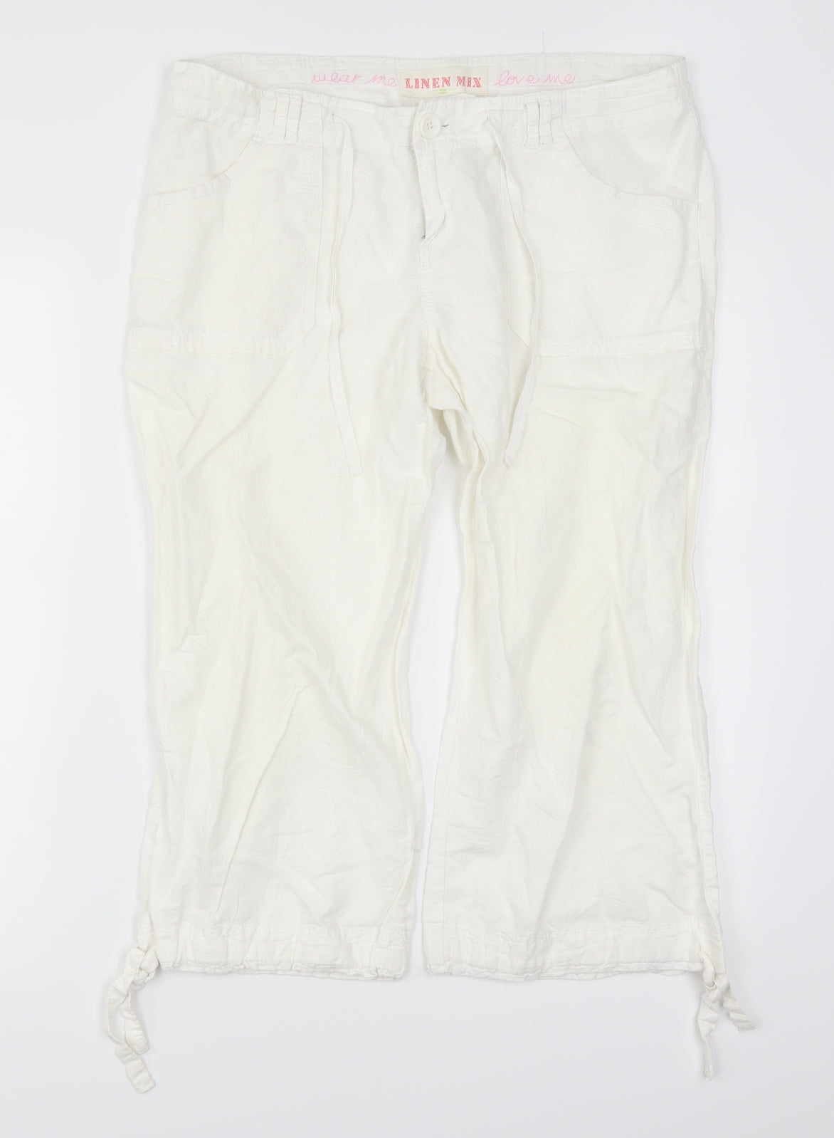 New Look Womens White   Cropped Trousers Size 14 L20 in