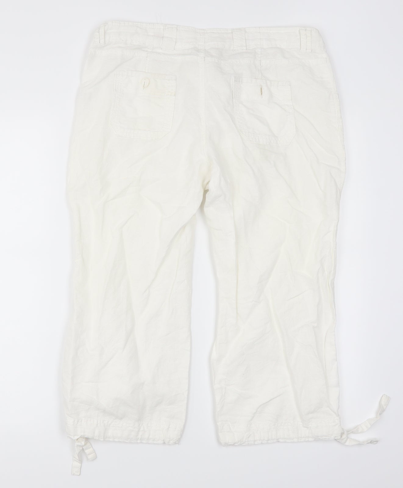 New Look Womens White   Cropped Trousers Size 14 L20 in