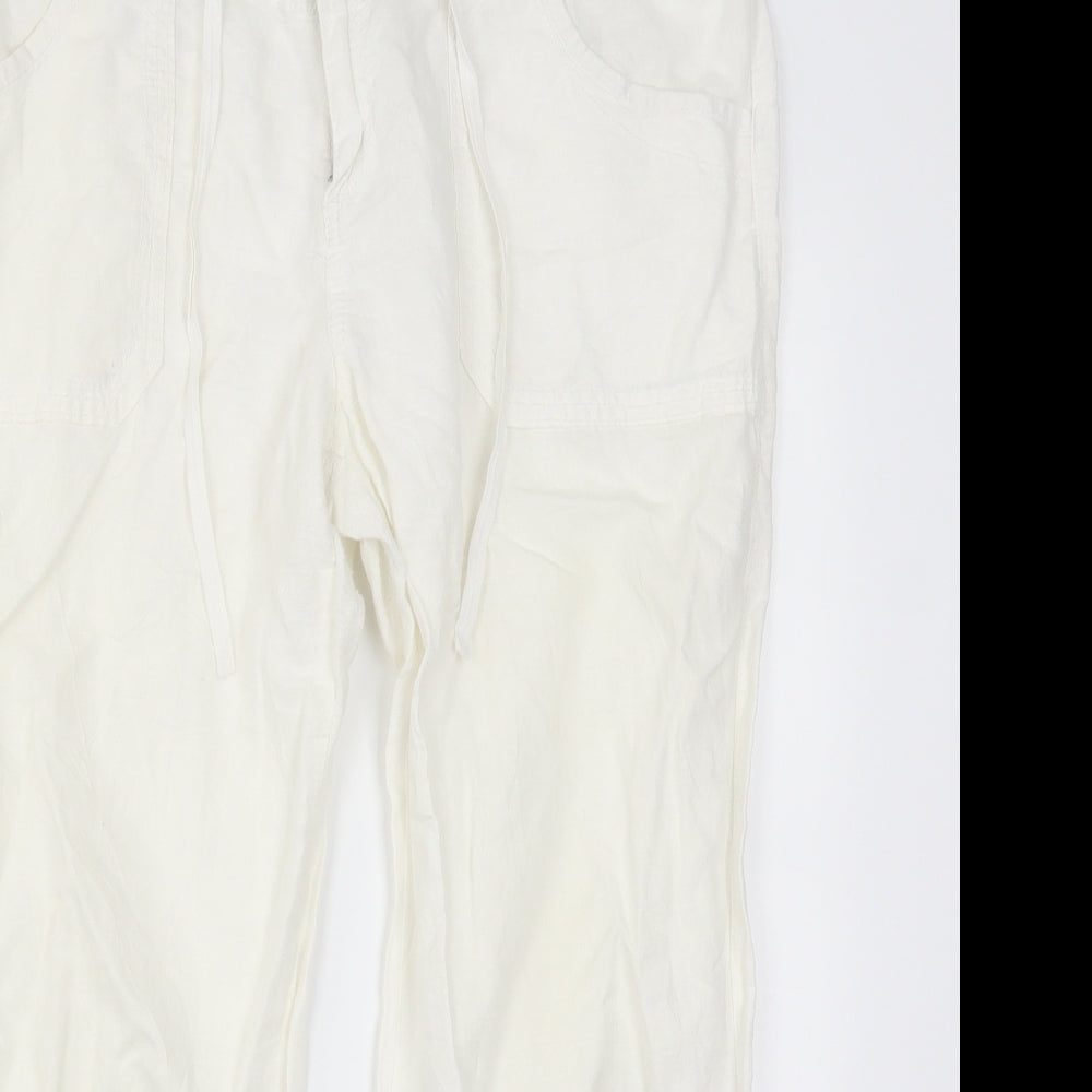New Look Womens White   Cropped Trousers Size 14 L20 in