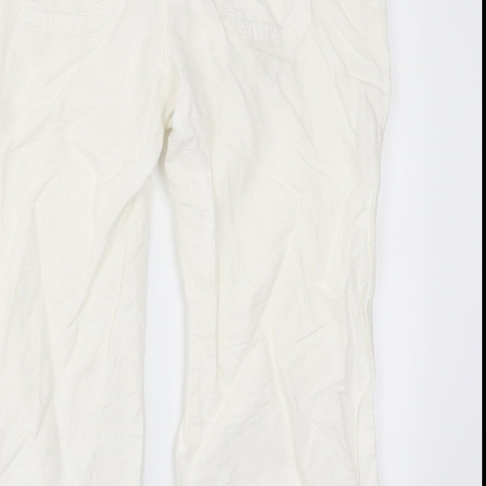 New Look Womens White   Cropped Trousers Size 14 L20 in