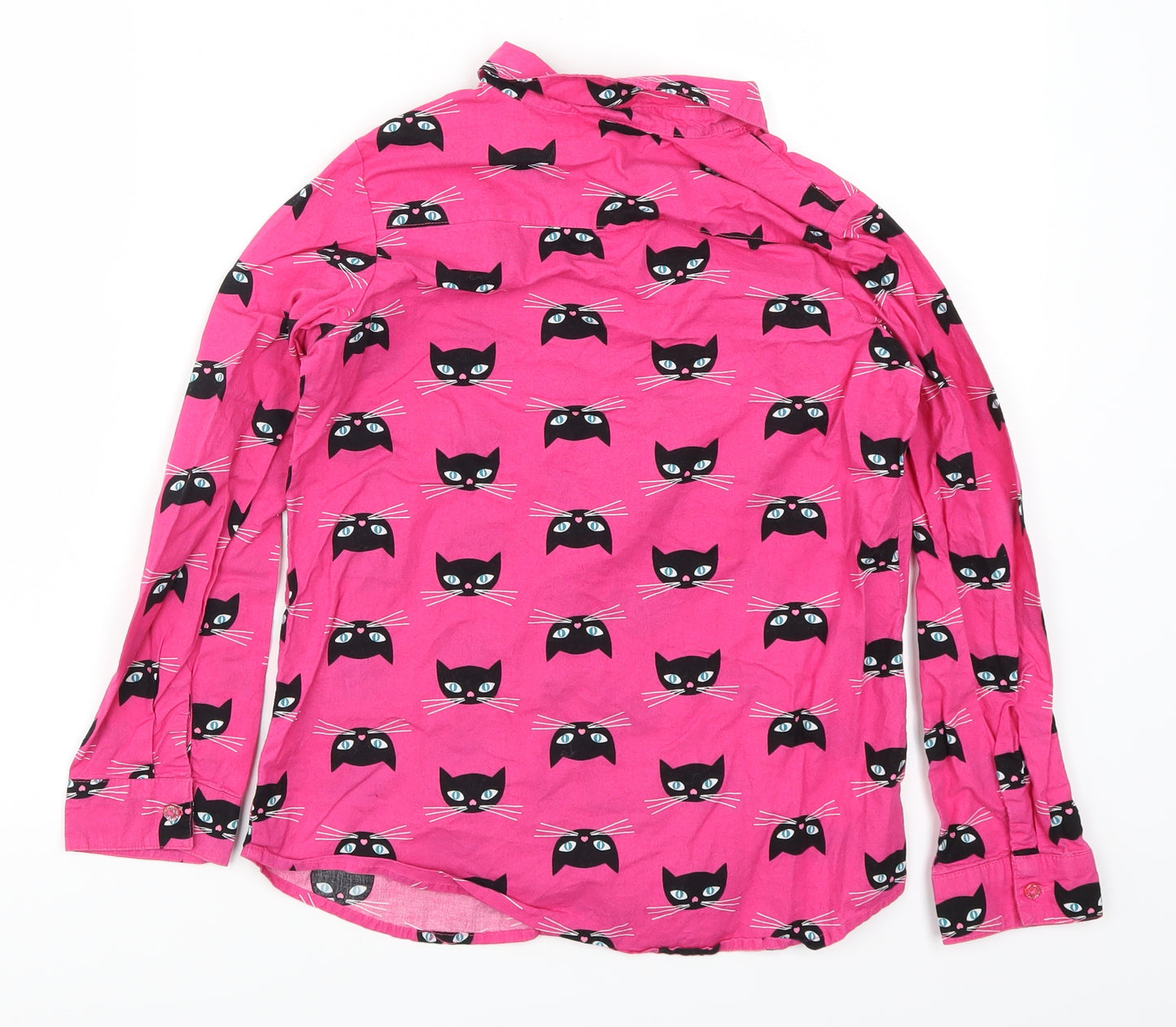 Faded Glory Girls Pink   Basic Button-Up Size 10 Years  - Cat Print